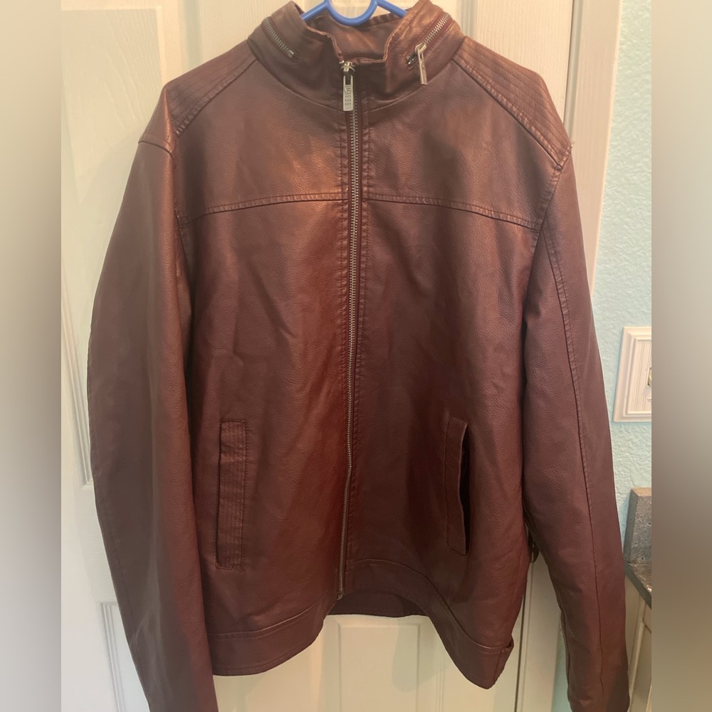 Men’s maroon “Fried Denim” leather jacket - Picture 4 of 4